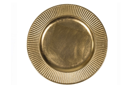 Service Plate Acrylic Gold Ribbed 13"