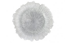 Service Plate Tiffany Silver Leaf Glass 13.5"