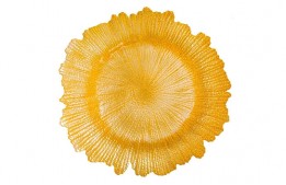 Service Plate Tiffany Gold Leaf Glass 13.5"