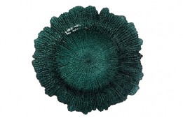 Service Plate Tiffany Forest Green Leaf Glass 13.5"