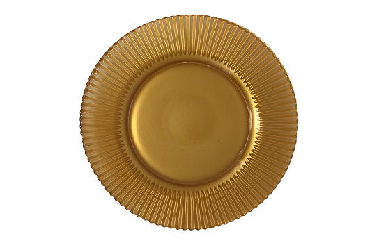 Service Plate Ridge Gold Glass 13"
