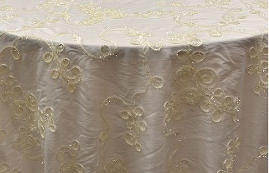 Tablecloth Satin Ivory Ribbon 120" Round