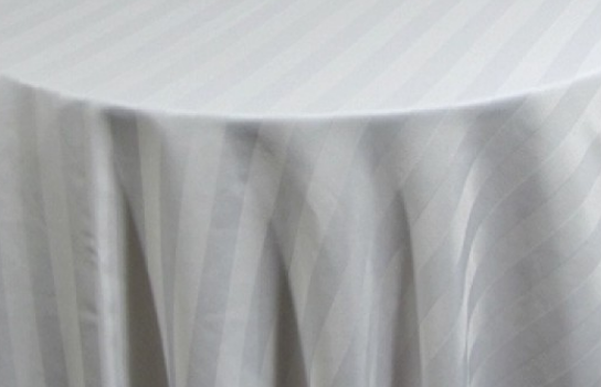 Tablecloth Satin White Stripe 120" Round 