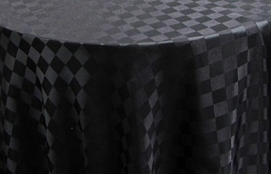 Tablecloth Satin Black Squares 120" Round