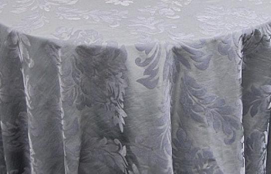 Tablecloth Silver and Grey Flocked Silk 120" Round