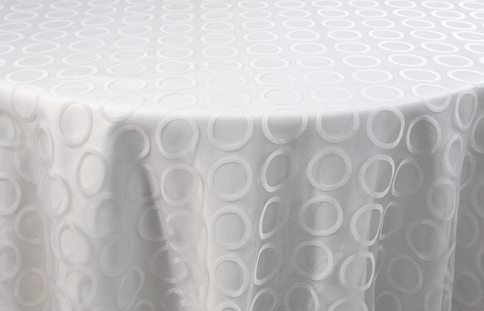 Tablecloth Organza White Circles 120" Round