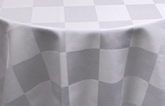 Tablecloth Checker White 120" Round