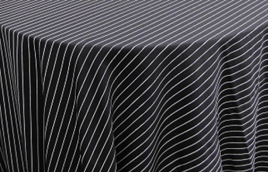 Tablecloth Pin Stripe Black and White 120" Round