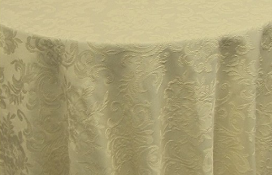 Tablecloth Damask Ivory Scalloped 120" Round