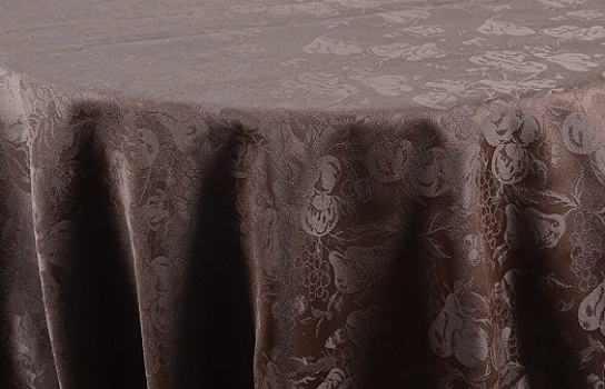 Tablecloth Damask Fruit Chocolate Brown 120" Round