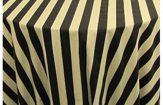 Tablecloth Black and Beige Stripe 120" Round 