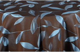 Tablecloth Chocolate Blue Leaf 122" Round
