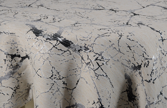 Tablecloth Marble Black Silver 122" Round