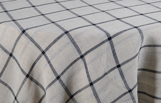 Tablecloth Oatmeal Black Plaid 122" Round