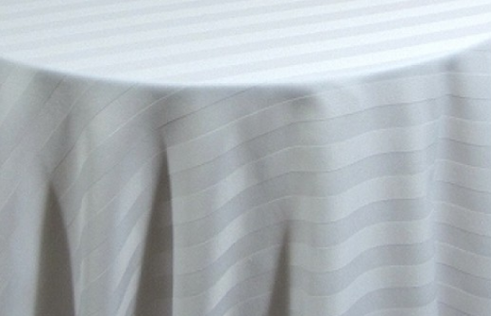 Tablecloth Satin Stripe White 132" Round