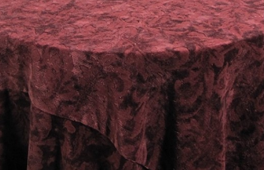 Tablecloth Velour Burgundy 132" Round