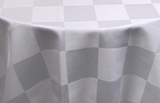 Tablecloth Checker White 132" Round