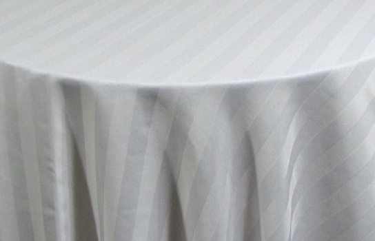 Tablecloth Satin White Stripe 90" Round