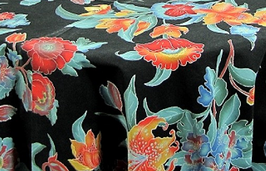 Tablecloth Black Tropical 90" Round 