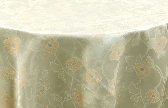 Tablecloth Satin Peach Flora Round 90"