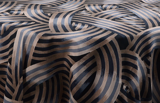 Tablecloth Swirl Black Taupe 90" Round