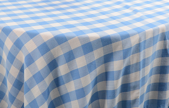 Tablecloth Check Blue White 90" Round