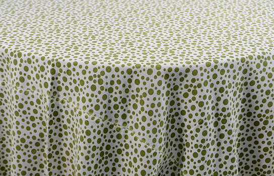 Tablecloth Dot White Green 90" Round
