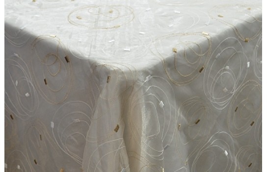 Tablecloth Ivory Petals Organza 110" Square