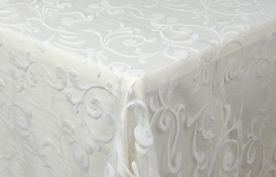 Tablecloth White on White Organza Flock 114" Square