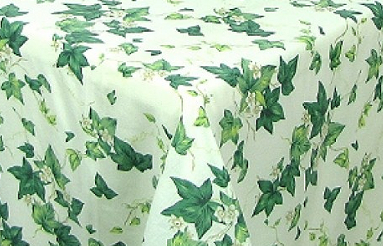 Tablecloth Ivy White and Green 60" Square 