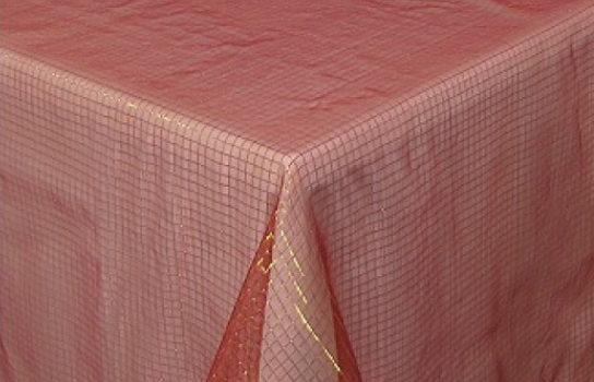 Tablecloth Organza Cube Merlot and Gold 80" Square