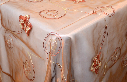 Tablecloth Copper Embroidered Rust 84" Square
