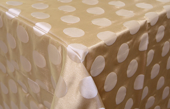 Tablecloth Satin Gold with Large Gold Dots 84" Square