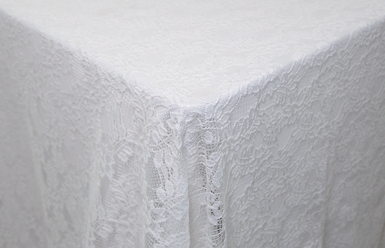 Tablecloth White Lace Moire 81" x 81" Square