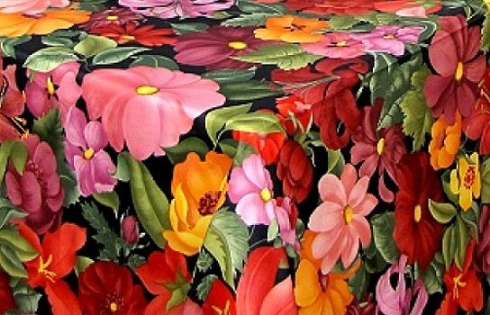 Tablecloth Wildflowers Black 90" Square