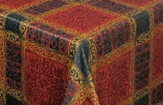 Tablecloth Odyssey Burgundy and Gold 90" Square