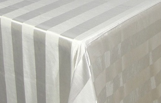 Tablecloth Satin Roman Stripe Ivory 90" Square
