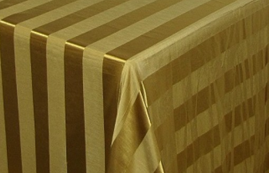 Tablecloth Satin Roman Stripe Gold 90" Square