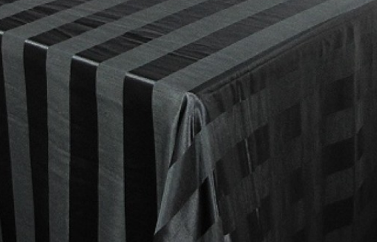 Tablecloth Satin Roman Stripe Black 90" Square