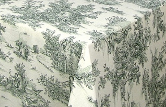 Tablecloth Toile Dolce Vita Green 90" Square