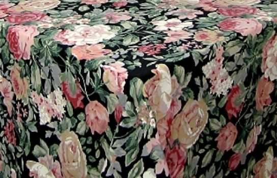 Tablecloth Roseraie / Black 90" Square 