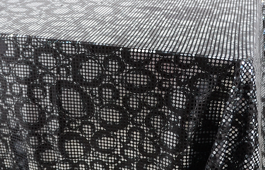 Tablecloth Glitter Silver Black Circle 90" Square