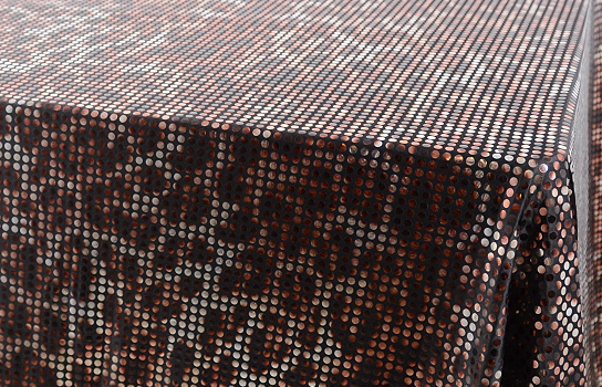 Tablecloth Glitter Silver Rust Circle 90" Square