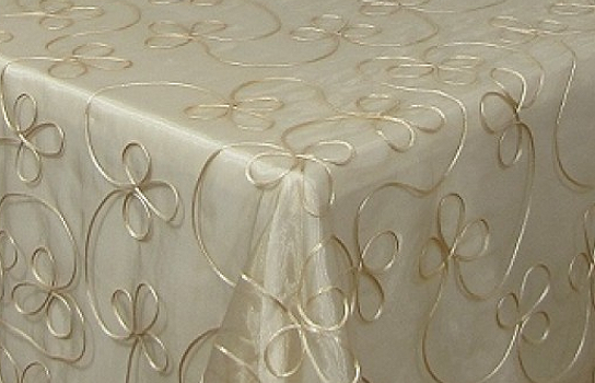 Tablecloth Gold Embroidered Organza 88" Square
