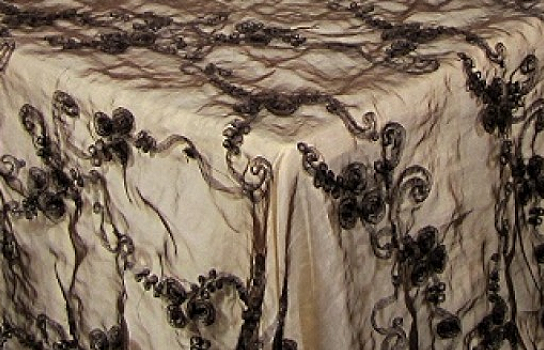Tablecloth Organza Brown Ribbon 90" Square