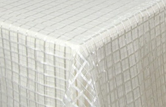 Tablecloth Plaid White Border Organza 90" Square