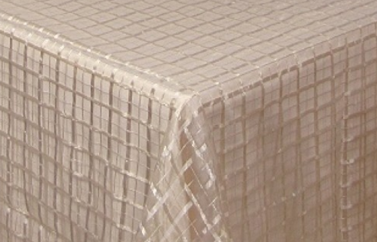 Tablecloth Organza / Border Champagne Plaid 90" Square