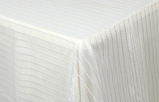 Tablecloth Organza / Border White and Silver Knot 90" Square