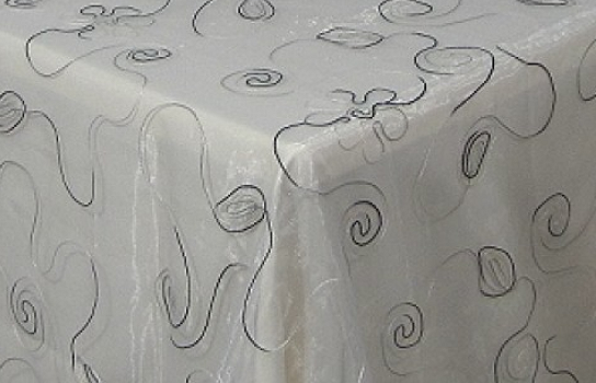 Tablecloth Organza Grey / Black / White / Border 90" Square
