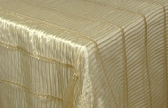 Tablecloth Organza Pleat Gold Stripe 90" Square